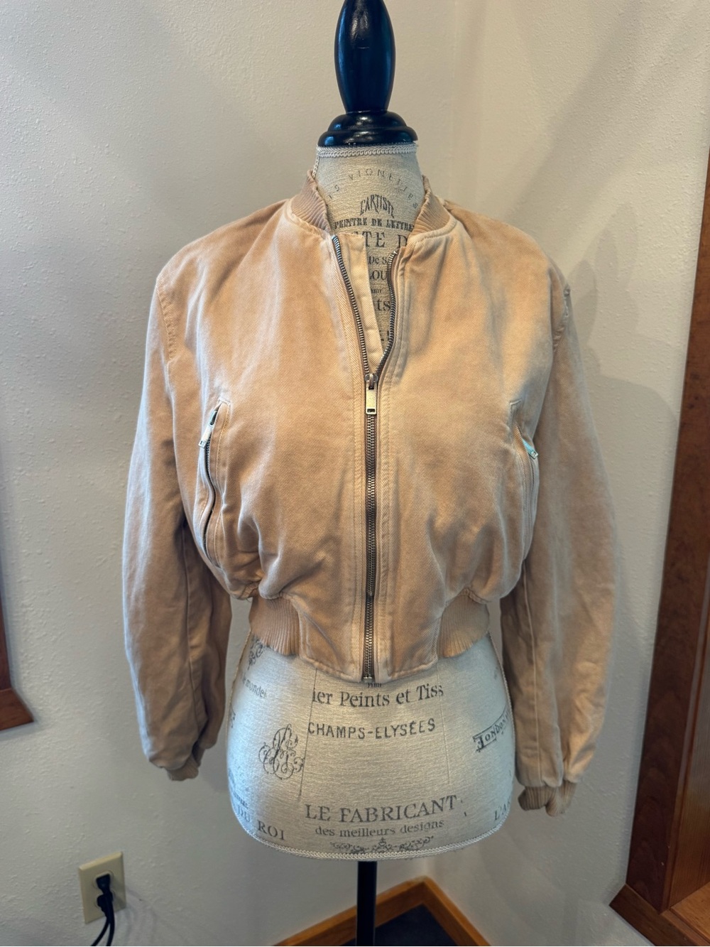 Zara Beige Suede Bomber Jacket